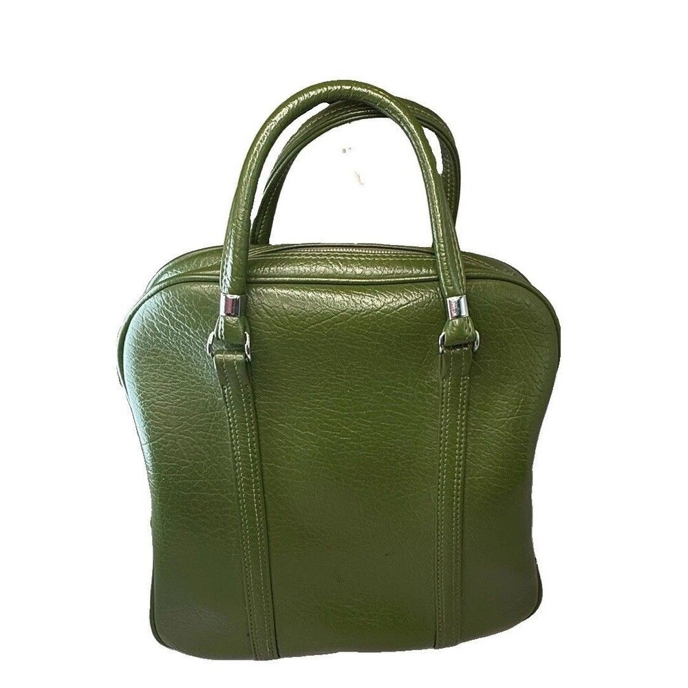 Vintage Amelia Earhart Luggage Bag Avocado Green Lock Key 1970s EUC